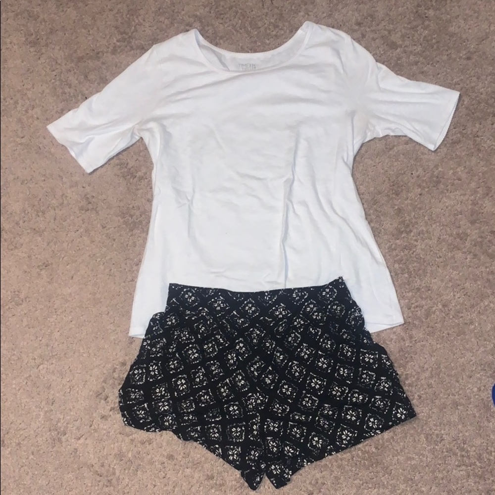 Black+White shorts AND White Short Sleeve Shirt